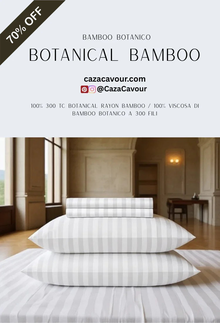 Striped botanical bamboo bedding set with pillows and sheets, 70% off, elegant bedroom