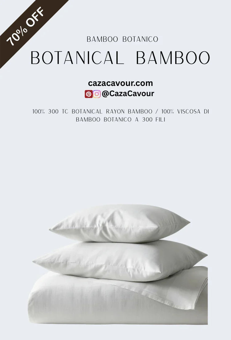 White botanical bamboo bedding set with two pillows and duvet, 70% off promotion