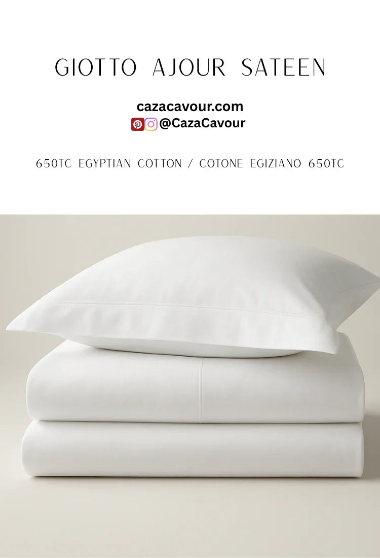 White Egyptian cotton sateen bedding set with pillow and folded sheets, 650 thread count.