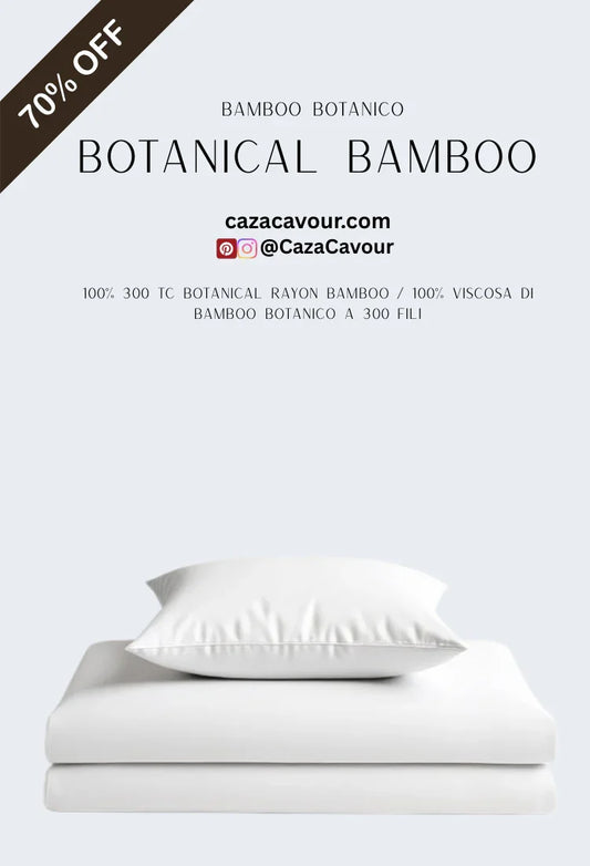 White botanical bamboo pillow and bedsheets set, 70% off, soft 300 thread count bedding.